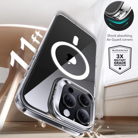 Zestaw etui ESR Classic Hybrid Kickstand Halolock MagSafe z podstawką + szkło hartowane na iPhone 16 Pro Max - przezroczyste