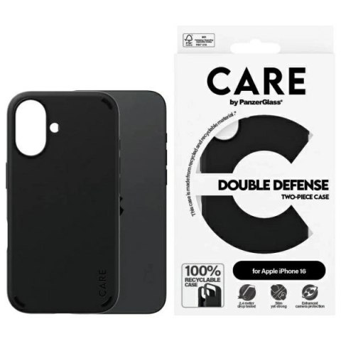 Etui CARE by PanzerGlass Feature Double Defense Case na iPhone 16 - czarne Etui CARE by PanzerGlass Feature Double Defense Case na iPhone 16 - czarne