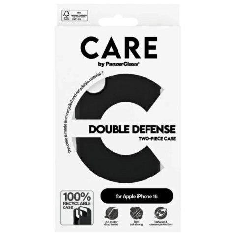 Etui CARE by PanzerGlass Feature Double Defense Case na iPhone 16 - czarne Etui CARE by PanzerGlass Feature Double Defense Case na iPhone 16 - czarne