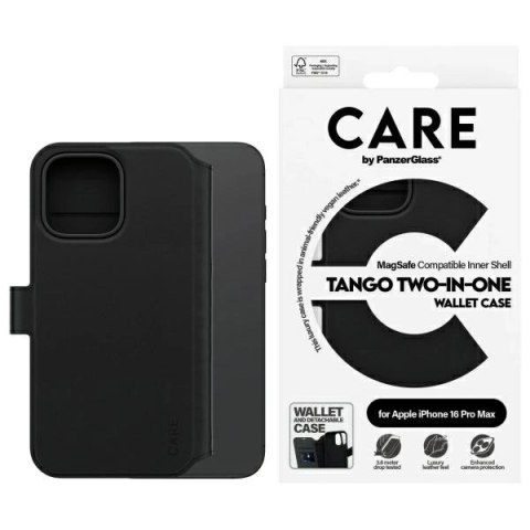 Etui CARE by PanzerGlass Feature Tango 2in1 Wallet MagSafe na iPhone 16 Pro Max - czarne