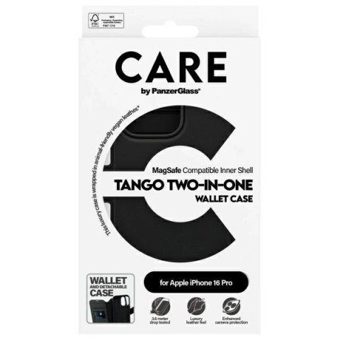 Etui CARE by PanzerGlass Feature Tango 2in1 Wallet MagSafe na iPhone 16 Pro - czarne