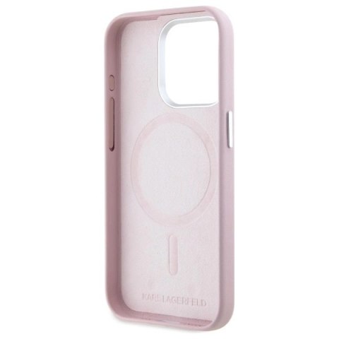 Etui Karl Lagerfeld FW Metal Plate MagSafe na iPhone 15 Pro Max - różowe Etui Karl Lagerfeld FW Metal Plate MagSafe na iPhone 15 Pro Max - różowe