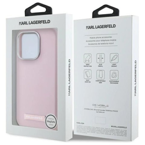 Etui Karl Lagerfeld FW Metal Plate MagSafe na iPhone 15 Pro Max - różowe Etui Karl Lagerfeld FW Metal Plate MagSafe na iPhone 15 Pro Max - różowe