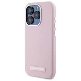 Etui Karl Lagerfeld FW Metal Plate MagSafe na iPhone 15 Pro - różowe