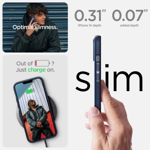 Etui Spigen Mag Armor na iPhone 14 Plus - niebieskie Etui Spigen Mag Armor na iPhone 14 Plus - niebieskie