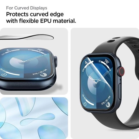 Szkło hybrydowe Spigen Elite Shield "EZ FIT" 2-PACK na Apple Watch 10 (42 MM) - przezroczyste Szkło hybrydowe Spigen Elite Shield "EZ FIT" 2-PACK na Apple Watch 10 (42 MM) - przezroczyste