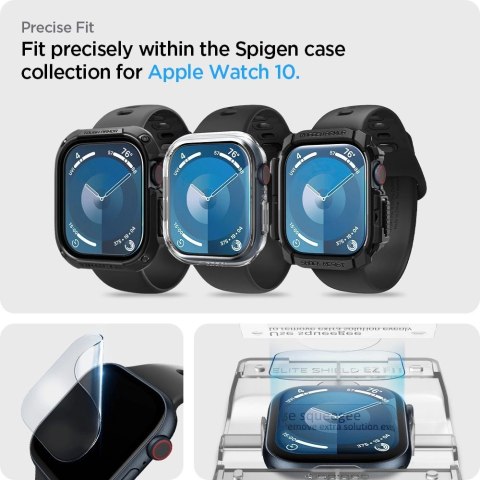 Szkło hybrydowe Spigen Elite Shield "EZ FIT" 2-PACK na Apple Watch 10 (42 MM) - przezroczyste Szkło hybrydowe Spigen Elite Shield "EZ FIT" 2-PACK na Apple Watch 10 (42 MM) - przezroczyste