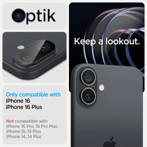 Szkło na aparat Spigen Optik GLAS.TR Camera Protector 2-PACK na iPhone 16 / 16 PLUS - czarne
