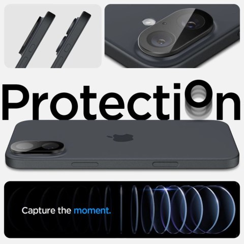 Szkło na aparat Spigen Optik GLAS.TR Camera Protector 2-PACK na iPhone 16 / 16 PLUS - czarne