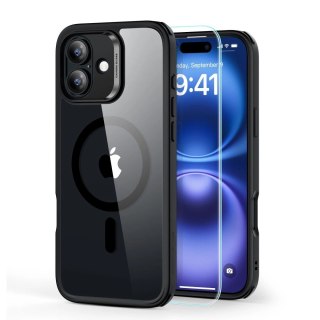 Zestaw etui ESR Classic Hybrid Halolock MagSafe + Szkło hartowane na iPhone 16 - przezroczyste z czarną ramką