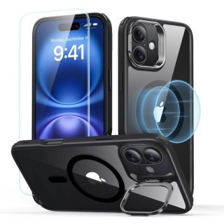 Zestaw etui ESR Classic Hybrid Kickstand Halolock MagSafe + Szkło hartowane na iPhone 16 - czarne