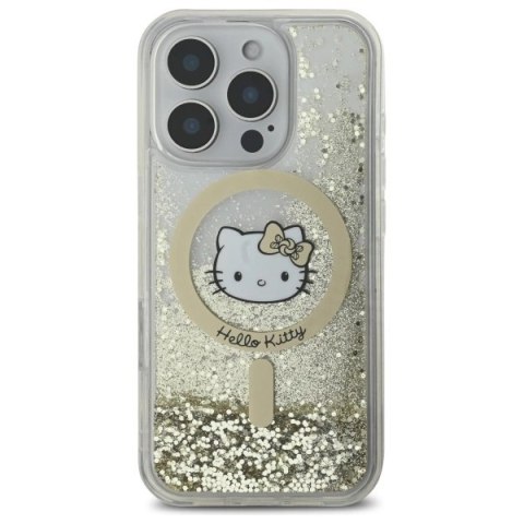 Etui Hello Kitty Liquid Glitter Fever MagSafe na iPhone 16 Pro Max - złote Etui Hello Kitty Liquid Glitter Fever MagSafe na iPhone 16 Pro Max - złote