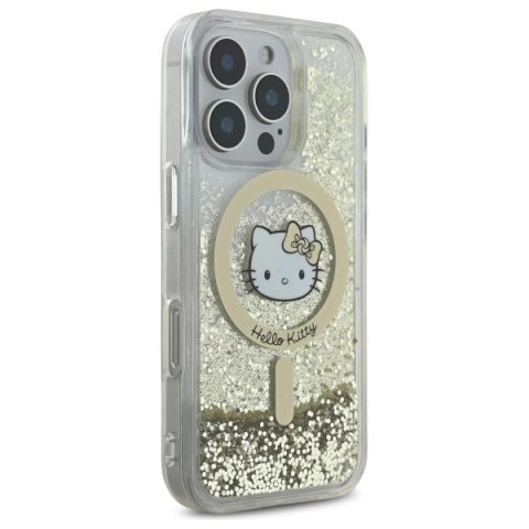 Etui Hello Kitty Liquid Glitter Fever MagSafe na iPhone 16 Pro Max - złote Etui Hello Kitty Liquid Glitter Fever MagSafe na iPhone 16 Pro Max - złote