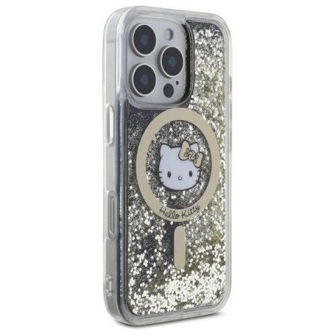 Etui Hello Kitty Liquid Glitter Fever MagSafe na iPhone 16 Pro Max - złote Etui Hello Kitty Liquid Glitter Fever MagSafe na iPhone 16 Pro Max - złote