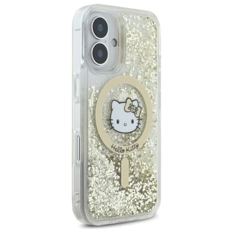 Etui Hello Kitty Liquid Glitter Fever MagSafe na iPhone 16 - złote Etui Hello Kitty Liquid Glitter Fever MagSafe na iPhone 16 - złote