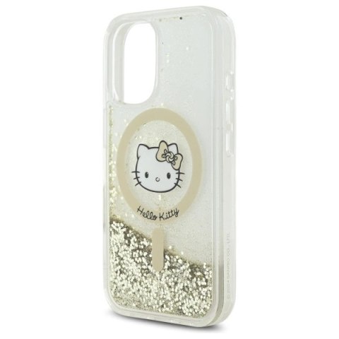 Etui Hello Kitty Liquid Glitter Fever MagSafe na iPhone 16 - złote Etui Hello Kitty Liquid Glitter Fever MagSafe na iPhone 16 - złote
