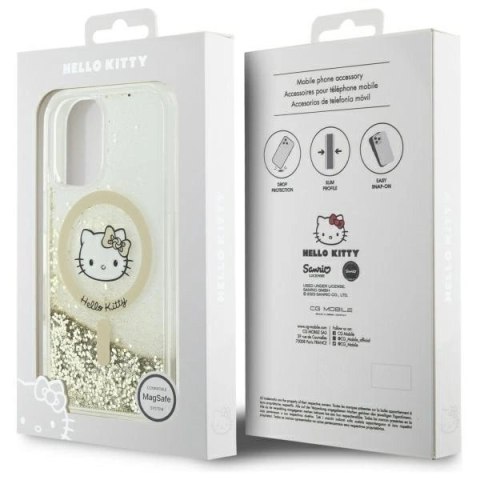 Etui Hello Kitty Liquid Glitter Fever MagSafe na iPhone 16 - złote Etui Hello Kitty Liquid Glitter Fever MagSafe na iPhone 16 - złote