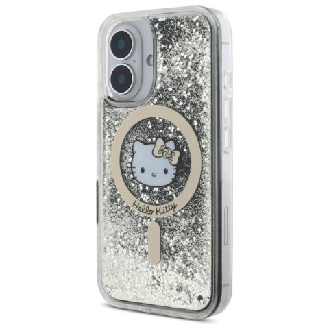 Etui Hello Kitty Liquid Glitter Fever MagSafe na iPhone 16 - złote Etui Hello Kitty Liquid Glitter Fever MagSafe na iPhone 16 - złote