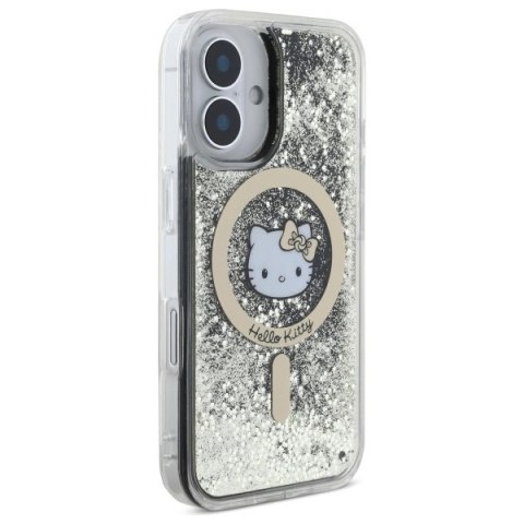 Etui Hello Kitty Liquid Glitter Fever MagSafe na iPhone 16 - złote Etui Hello Kitty Liquid Glitter Fever MagSafe na iPhone 16 - złote