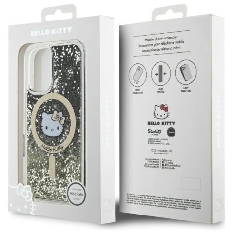 Etui Hello Kitty Liquid Glitter Fever MagSafe na iPhone 16 - złote Etui Hello Kitty Liquid Glitter Fever MagSafe na iPhone 16 - złote