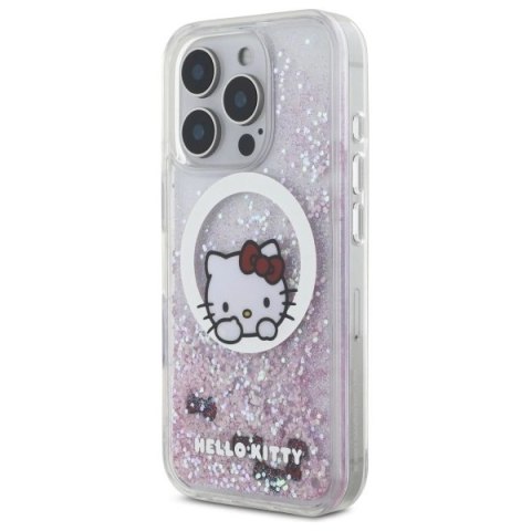 Etui Hello Kitty Liquid Glitter Sweet Kitty Bows MagSafe na iPhone 16 Pro Max - białe Etui Hello Kitty Liquid Glitter Sweet Kitty Bows MagSafe na iPhone 16 Pro Max - białe