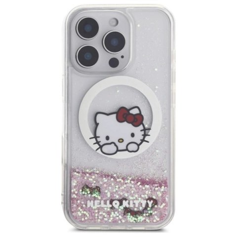 Etui Hello Kitty Liquid Glitter Sweet Kitty Bows MagSafe na iPhone 16 Pro Max - białe Etui Hello Kitty Liquid Glitter Sweet Kitty Bows MagSafe na iPhone 16 Pro Max - białe
