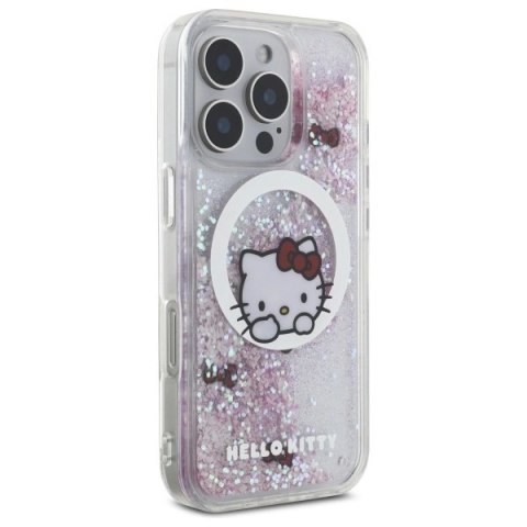 Etui Hello Kitty Liquid Glitter Sweet Kitty Bows MagSafe na iPhone 16 Pro Max - białe Etui Hello Kitty Liquid Glitter Sweet Kitty Bows MagSafe na iPhone 16 Pro Max - białe