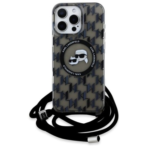 Etui Karl Lagerfeld IML Crossbody Monogram Karl & Choupette Head MagSafe na iPhone 16 Pro Max - czarne