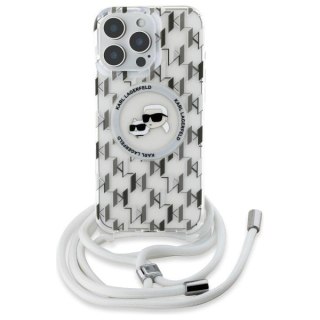 Etui Karl Lagerfeld IML Crossbody Monogram Karl & Choupette Head MagSafe na iPhone 16 Pro Max - przezroczyste