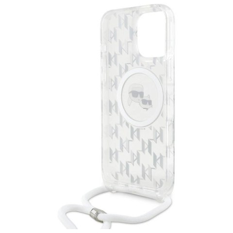 Etui Karl Lagerfeld IML Crossbody Monogram Karl & Choupette Head MagSafe na iPhone 16 Pro Max - przezroczyste