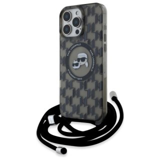 Etui Karl Lagerfeld IML Crossbody Monogram Karl & Choupette Head MagSafe na iPhone 16 Pro - czarne