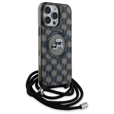 Etui Karl Lagerfeld IML Crossbody Monogram Karl & Choupette Head MagSafe na iPhone 16 Pro - czarne
