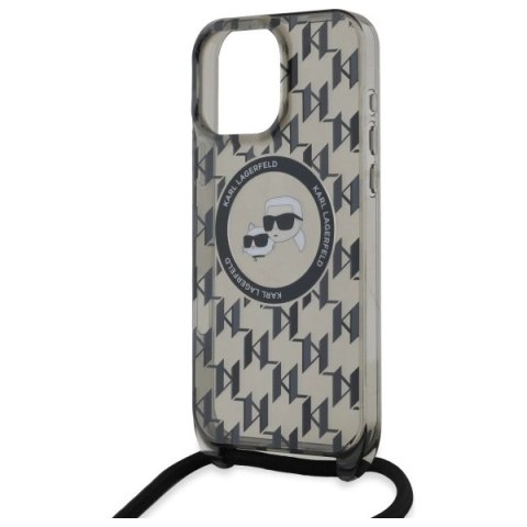 Etui Karl Lagerfeld IML Crossbody Monogram Karl & Choupette Head MagSafe na iPhone 16 Pro - czarne