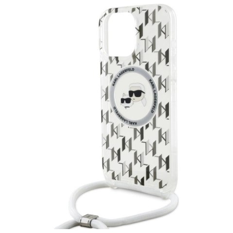 Etui Karl Lagerfeld IML Crossbody Monogram Karl & Choupette Head MagSafe na iPhone 16 Pro - przezroczyste Etui Karl Lagerfeld IML Crossbody Monogram Karl & Choupette Head MagSafe na iPhone 16 Pro - przezroczyste