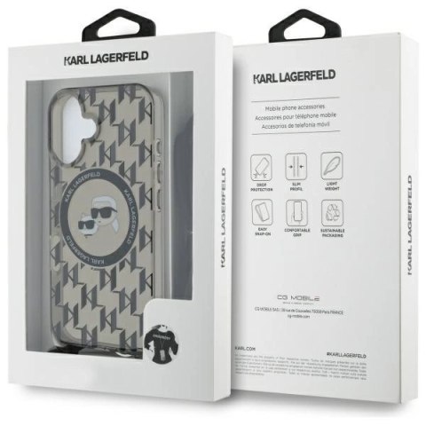 Etui Karl Lagerfeld IML Crossbody Monogram Karl & Choupette Head MagSafe na iPhone 16 - czarne Etui Karl Lagerfeld IML Crossbody Monogram Karl & Choupette Head MagSafe na iPhone 16 - czarne