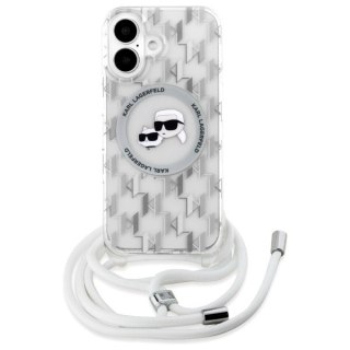 Etui Karl Lagerfeld IML Crossbody Monogram Karl & Choupette Head MagSafe na iPhone 16 - przezroczyste