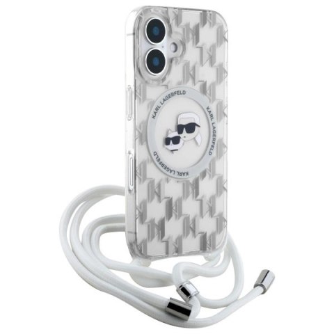 Etui Karl Lagerfeld IML Crossbody Monogram Karl & Choupette Head MagSafe na iPhone 16 - przezroczyste
