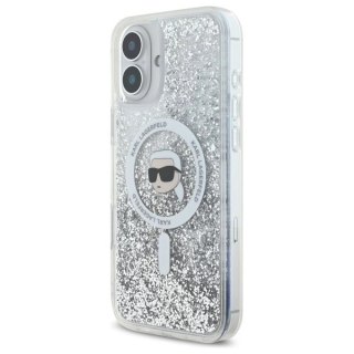Etui Karl Lagerfeld Liquid Glitter Karl Head Magsafe na iPhone 16 Plus - przezroczyste