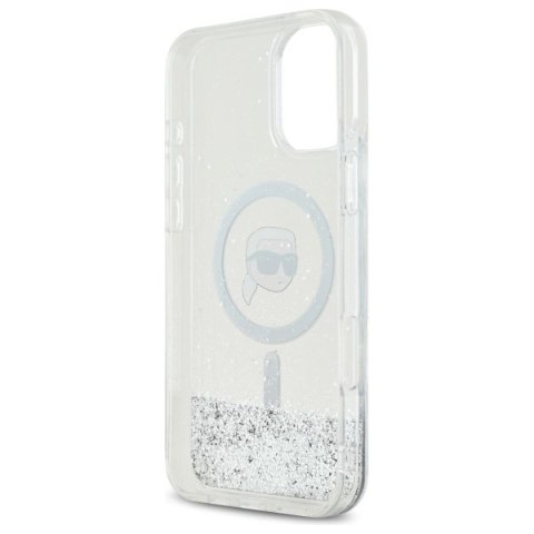 Etui Karl Lagerfeld Liquid Glitter Karl Head Magsafe na iPhone 16 - przezroczyste