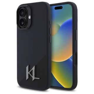 Etui Karl Lagerfeld Silicone Shadow Metal Initial MagSafe na iPhone 16 - czarne