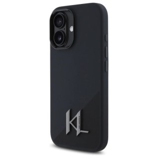 Etui Karl Lagerfeld Silicone Shadow Metal Initial MagSafe na iPhone 16 - czarne