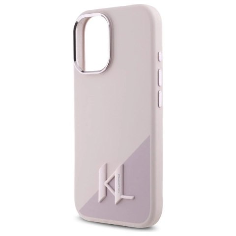 Etui Karl Lagerfeld Silicone Shadow Metal Initial MagSafe na iPhone 16 - różowe