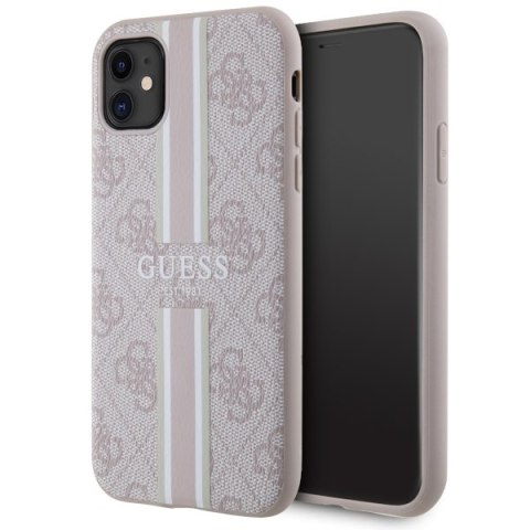 Guess nakładka do iPhone 11 GUHMN61P4RPSP pink harcase Magsafe 4G Printed Stripes