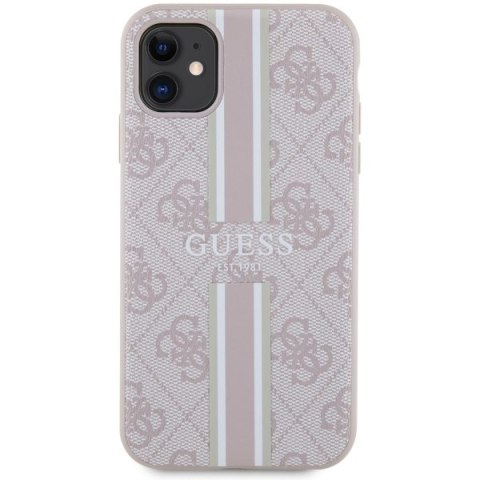 Guess nakładka do iPhone 11 GUHMN61P4RPSP pink harcase Magsafe 4G Printed Stripes