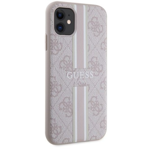Guess nakładka do iPhone 11 GUHMN61P4RPSP pink harcase Magsafe 4G Printed Stripes