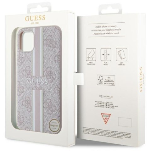 Guess nakładka do iPhone 11 GUHMN61P4RPSP pink harcase Magsafe 4G Printed Stripes