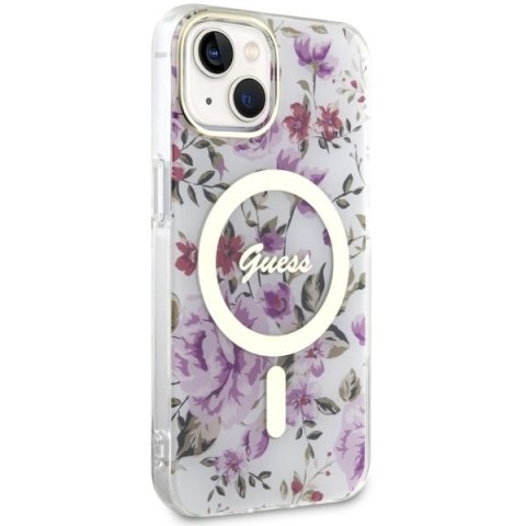 Guess nakładka do iPhone 14 6,1" GUHMP14SHCFWST transparentna hardcase Magsafe IML Flower Guess nakładka do iPhone 14 6,1" GUHMP14SHCFWST transparentna hardcase Magsafe IML Flower