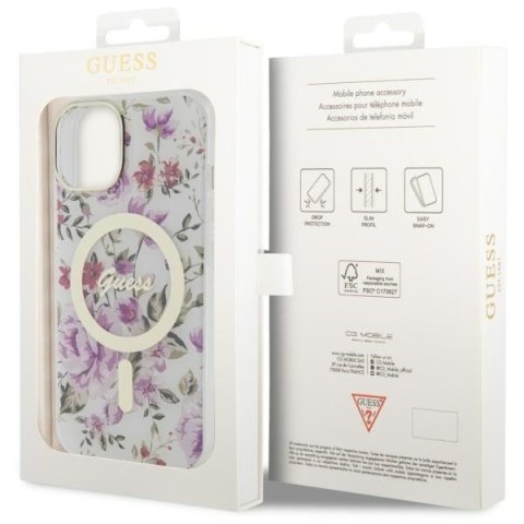 Guess nakładka do iPhone 14 6,1" GUHMP14SHCFWST transparentna hardcase Magsafe IML Flower Guess nakładka do iPhone 14 6,1" GUHMP14SHCFWST transparentna hardcase Magsafe IML Flower