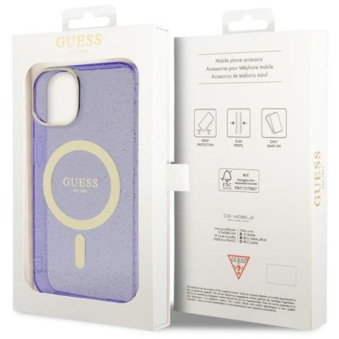Guess nakładka do iPhone 14 6,1" GUHMP14SHCMCGU fioletowa hardcase Magsafe IML Glitter Gold Guess nakładka do iPhone 14 6,1" GUHMP14SHCMCGU fioletowa hardcase Magsafe IML Glitter Gold