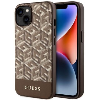 Guess nakładka do iPhone 14 6,1" GUHMP14SHGCFSEW brązowa hardcase Magsafe Gcube PU Stripes